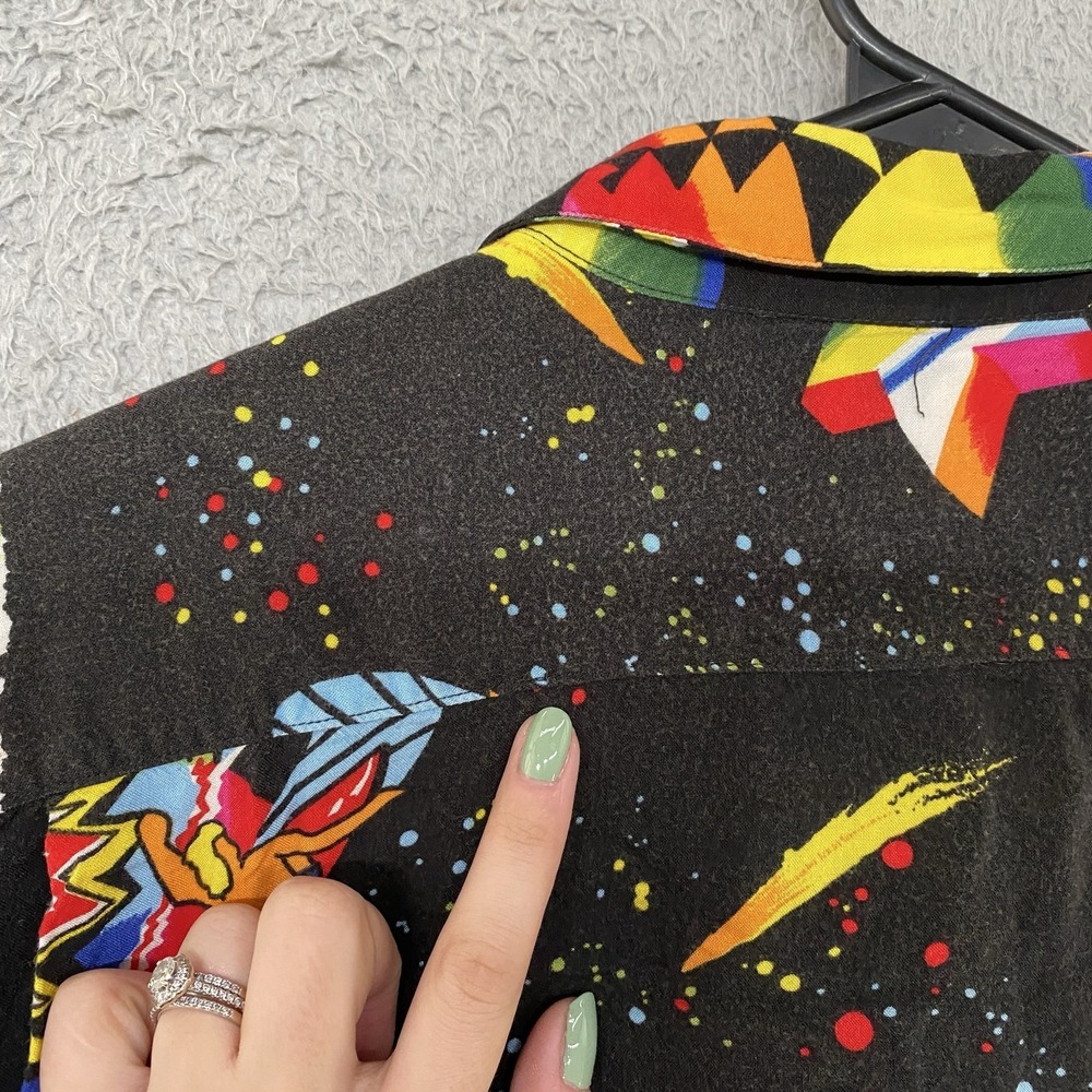 Vintage Planet Hollywood Shirt Mens XL Space Hawaiian Print Rayon Button Up 90s - Picture 12 of 14